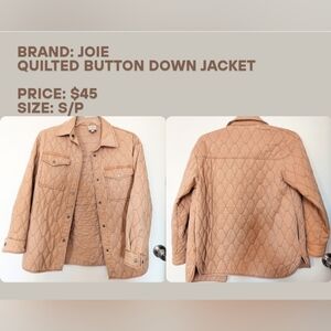 Joie | Tan Quilted Button Down Jacket | Size SP